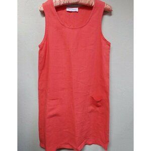 Eva Tralala Women's Orange Pocket Linen Sleeveless Casual Tank Dress Knee Length